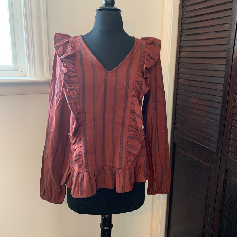 NWT striped flannel fall long sleeve top